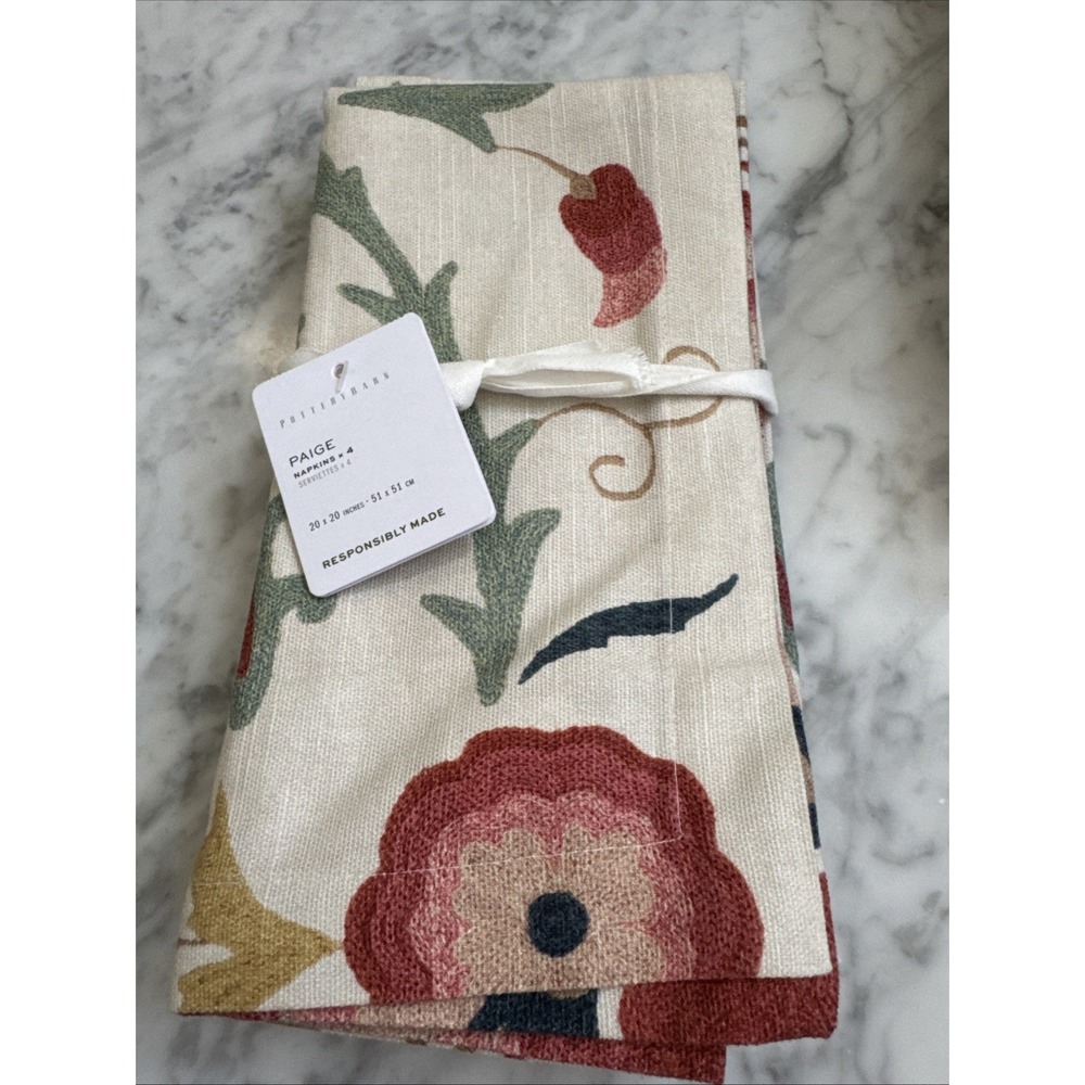 Pottery Barn PAIGE SUZANI Set of 4 napkins NEW w/tags